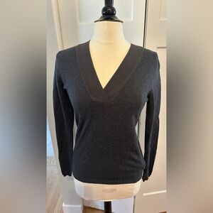 Brunello Cucinelli Deep Charcoal V-Neck Sweater